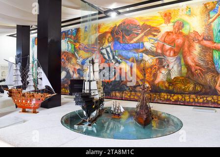 Petit musée à l'intérieur du fort San Felipe, Bacalar, Quintana Roo, Mexique Banque D'Images