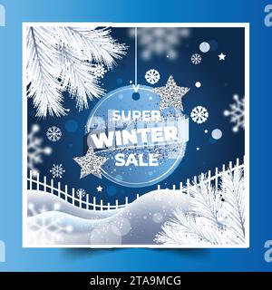 illustration vectorielle réaliste de conception de bannière de vente d'hiver Illustration de Vecteur