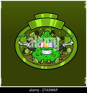 Saveur de citron vert avec Weed Mascot Cartoon. Weed Design pour logo, étiquette et produit d'emballage. Vecteurs et illustrations Illustration de Vecteur