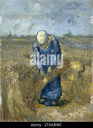 Vincent van Gogh - paysanne liant des gerbes (après Millet) Banque D'Images