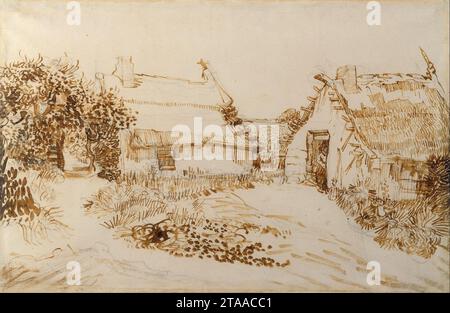 Vincent van Gogh - deux cottages à Saintes-Maries-de-la-Mer Banque D'Images