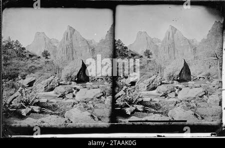 Virgin River. West Fork, Mookvoutuweap, point de vue non loin de 591. Parc national de Zion. Énorme Banque D'Images