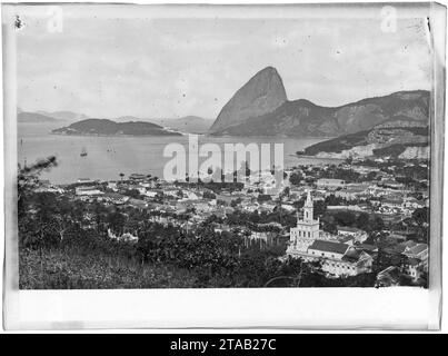 Vista do bairro do Flamengo, destaque para o morro do Pão de Açucar ao fundo. Banque D'Images