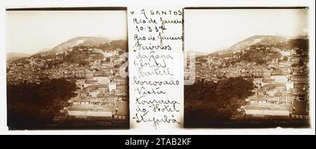 Vista dos bairros da Lapa, Glória e Catete ; destaque para o Corcovado, ao fundo (002080Vol01Cx0710). Banque D'Images