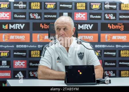 Rio de Janeiro, Brésil. 29 novembre 2023. Conférence de presse de l'entraîneur Luis Felipe Scolari après le match entre Flamengo x Atlético Mineiro, un match organisé au stade Maracanã pour la 36e manche du Championnat du Brésil 2023, série A, mercredi soir (29), à Rio de Janeiro, RJ. Crédit : Carlos Santtos/FotoArena/Alamy Live News Banque D'Images