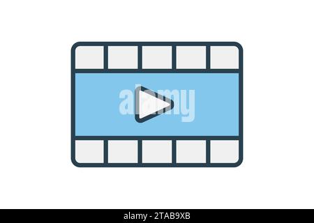 icône de film real. icône liée à la fête une soirée cinéma ou cinéma. style d'icône de ligne plate. conception vectorielle simple modifiable Illustration de Vecteur