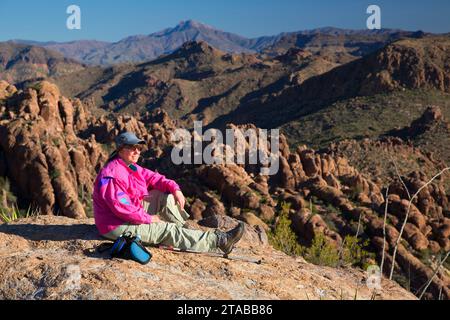 Vue du sentier Peralta, Superstition Désert, forêt nationale de Tonto, Arizona Banque D'Images