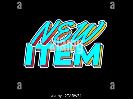 Nouvel élément. effet de texte en couleur bleue, fond noir Illustration de Vecteur