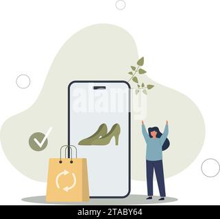 acheter consciemment des vêtements et textiles respectueux de l'environnement. Consommation consciente, slow fashion et concept de shopping responsable. Illustration de Vecteur