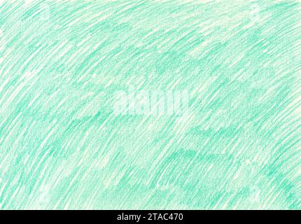 Dessiné à la main avec des crayons de couleur, dessin au trait artistique vert, fond dessiné à la main. Modèle drôle pour enfants colorés. Bannière crayon, affiche, postca Banque D'Images