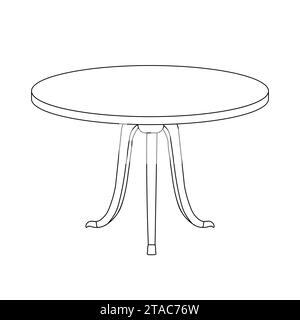 Coloriage pour les enfants. Clipart de table basse ronde. Table basse avec contour noir illustration vectorielle dans un style plat tendance. Mobilier de salon. Illustration de Vecteur