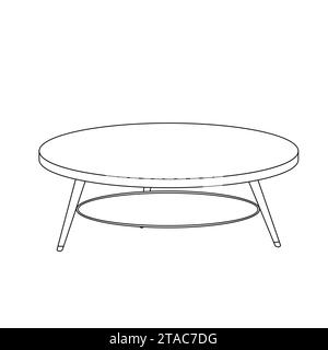 Coloriage pour les enfants. Clipart de table basse ronde. Table basse avec contour noir illustration vectorielle dans un style plat tendance. Mobilier de salon. Illustration de Vecteur