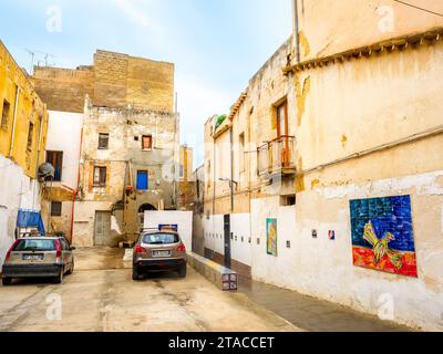 Aménagement urbain islamique typique de la soi-disant Kasbah dans la vieille ville de Mazara del Vallo - Sicile, Italie Banque D'Images