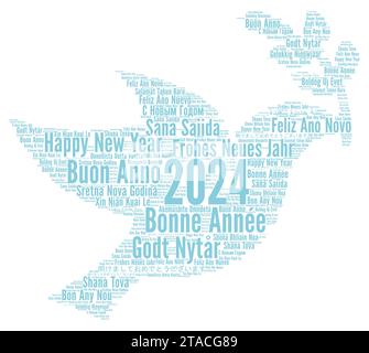 Bonne année 2024 nuage de mots dans différentes langues Banque D'Images