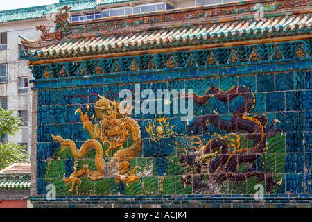 Le mur des neuf dragons de Pingyao en Chine Banque D'Images