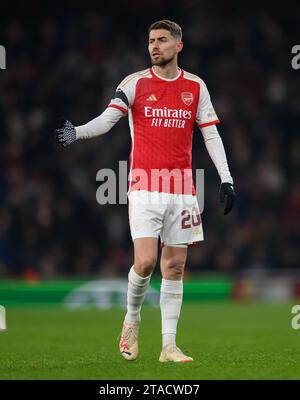 Londres, Royaume-Uni. 29 novembre 2023. 29 nov. 2023 - Arsenal v RC Lens - Ligue des Champions - Emirates Stadium. Le Jorginho d'Arsenal pendant le match de Ligue des Champions contre Lens. Crédit photo : Mark pain/Alamy Live News Banque D'Images
