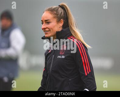 Tubize, Belgique. 30 novembre 2023. Tessa Wullaert de Belgique photographiée lors de la séance d'entraînement de l'équipe nationale féminine de Belgique avant le match de football entre les équipes nationales de Belgique, appelées les Red Flames, et d'Écosse pour l'UEFA Women's Nations League dans le groupe A1, le jeudi 30 novembre 2023 à Proximus Basecamp. PHOTO : SEVIL OKTEM | crédit : Sportpix/Alamy Live News Banque D'Images