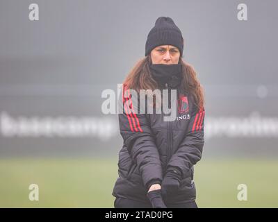 Tubize, Belgique. 30 novembre 2023. Photographié lors de la séance d'entraînement de l'équipe nationale féminine de Belgique avant le match de football entre les équipes nationales de Belgique, appelées les Red Flames, et d'Écosse pour l'UEFA Women's Nations League dans le groupe A1, le jeudi 30 novembre 2023 à Proximus Basecamp. PHOTO : SEVIL OKTEM | crédit : Sportpix/Alamy Live News Banque D'Images