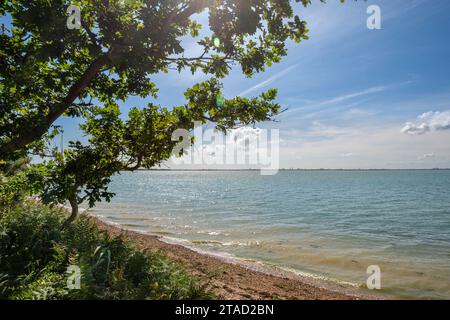 Vue du port de Langstone depuis Hayling Island dans le Hampshire, Royaume-Uni Banque D'Images