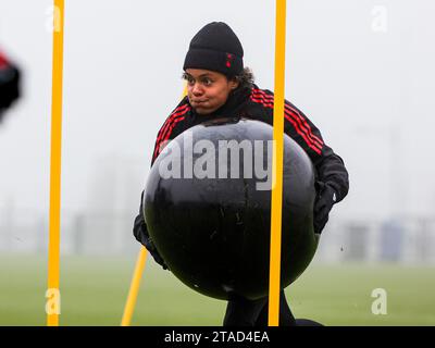 Tubize, Belgique. 30 novembre 2023. Kassandra Missipo de Belgique photographiée lors de la séance d'entraînement de l'équipe nationale féminine de Belgique avant le match de football entre les équipes nationales de Belgique, appelées les flammes rouges, et d'Écosse pour l'UEFA Women's Nations League dans le groupe A1, le jeudi 30 novembre 2023 à Proximus Basecamp. PHOTO : SEVIL OKTEM | crédit : Sportpix/Alamy Live News Banque D'Images