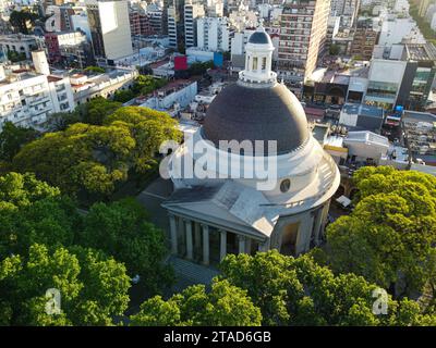 Panoramique aérien de Belgrano et Immaculée conception Paroisse de Belgrano église ronde Banque D'Images