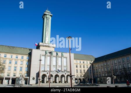 La mairie d'Ostrava et sa tour Banque D'Images