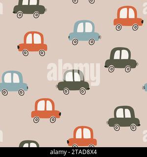 Mignon enfantin sans couture répétant des enfants modèle simple avec des voitures. Modèle pour enfants avec des voitures. Illustration de Vecteur