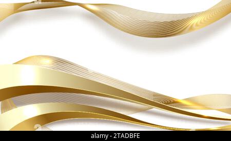 Arrière-plan de luxe avec éléments à lignes dorées scintillantes, motif banderole. Illustration de Vecteur