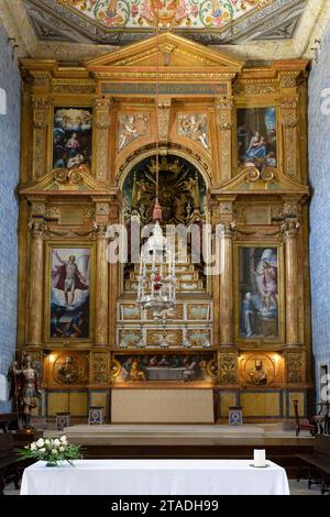 Vue intérieure, autel, chapelle Sao Miguel, Coimbra, Portugal Banque D'Images