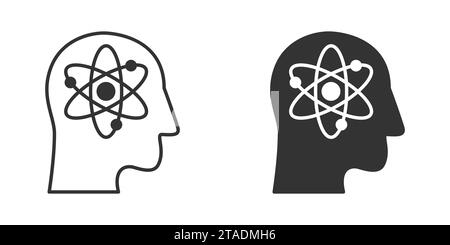 Tête humaine avec icône atomique à l'intérieur. Illustration vectorielle Illustration de Vecteur