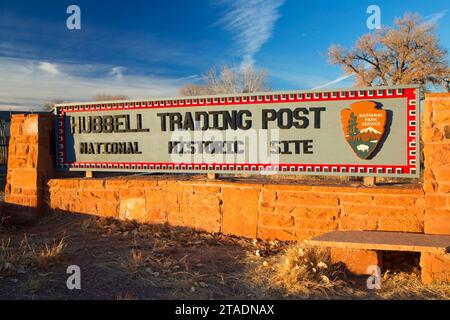 Panneau d'entrée, Hubbell Trading Post National Historic site, Arizona Banque D'Images