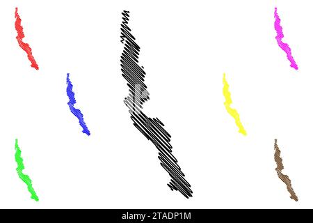 Illustration vectorielle de la carte du lac Tanganyika (Tanzanie, Afrique, Grands Lacs africains), schéma de scribble Illustration de Vecteur