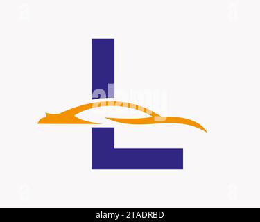 Logo de voiture sur lettre L, combinaison voiture et alphabet Illustration de Vecteur