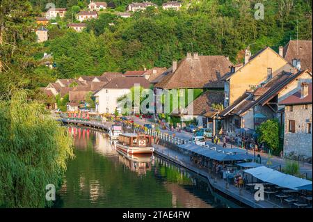 France, Savoie (73), Chanaz, ViaRhôna, cyclistes le long du Canal de Savières Banque D'Images