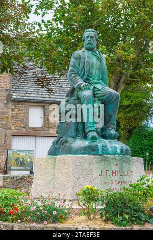 France, Manche, Cotentin, commune de la Hague, Greville Hague, statue du peintre Jean François Millet (1814-1875) Banque D'Images