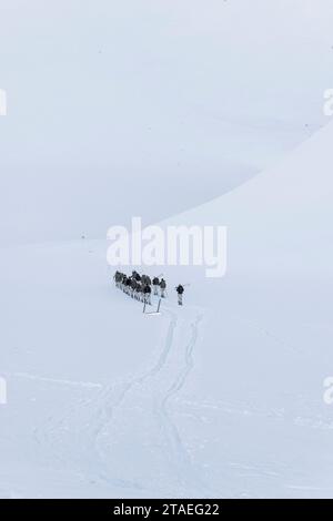 France, Hautes Alpes, Parc National des Ecrins, le Monêtier les bains, Col du Lautaret (2057m), chasseurs alpins du régiment Vars Banque D'Images