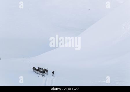 France, Hautes Alpes, Parc National des Ecrins, le Monêtier les bains, Col du Lautaret (2057m), chasseurs alpins du régiment Vars Banque D'Images