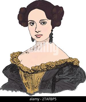 Illustration d'Ada Lovelace, fille de Lord Byron et mathématicien, informatique, Ada Lovelace mois Illustration de Vecteur