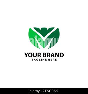 Vecteur de conception de logo de lettre M abstraite de feuille verte Illustration de Vecteur