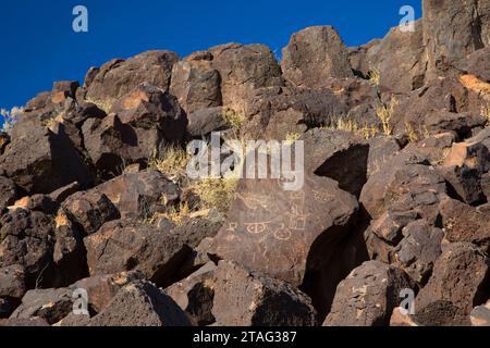 Petroglyph, Piedras Marcadas Unité Canyon, Monument national Petroglyph, Nouveau Mexique Banque D'Images