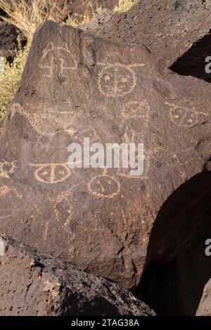 Petroglyph, Piedras Marcadas Unité Canyon, Monument national Petroglyph, Nouveau Mexique Banque D'Images