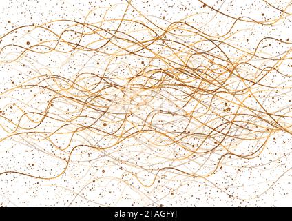 Lignes ondulées dorées et points brillants fond abstrait. Conception vectorielle Illustration de Vecteur