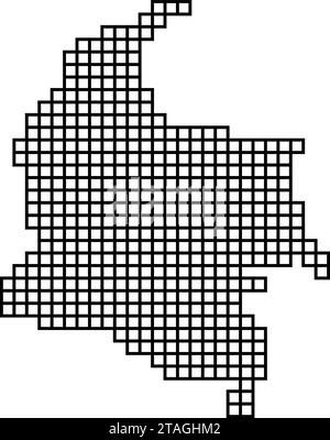 Silhouette de la carte de Colombie à partir de la structure de mosaïque de motif noir des carrés. Illustration vectorielle. Illustration de Vecteur