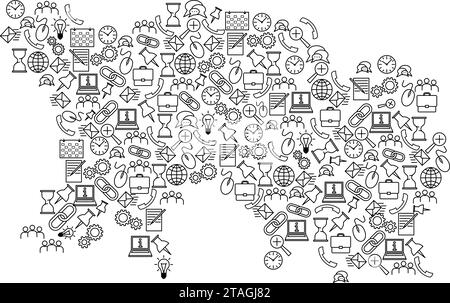 Jersey carte de motif noir ensemble icônes de concept d'analyse SEO ou de développement, affaires. Illustration vectorielle. Illustration de Vecteur