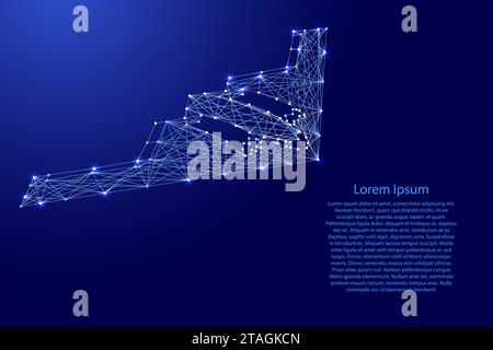 Avion, bombardier furtif stratégique de lignes bleues polygonales futuristes et étoiles brillantes pour bannière, affiche, carte de voeux. Concept de faible poly. Vecteur Illustration de Vecteur