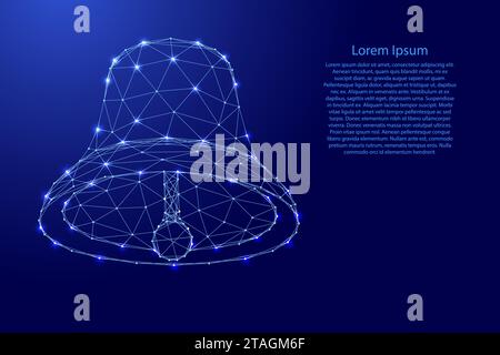 Cloche, symbole de notification, des lignes bleues polygonales futuristes et des étoiles brillantes pour bannière, affiche, carte de voeux. Illustration vectorielle. Illustration de Vecteur