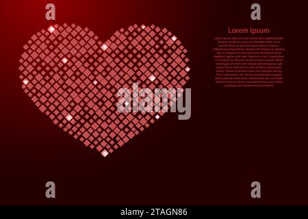 Coeur est un symbole de l'amour pour la Saint-Valentin des losanges à motif rouge de différentes tailles et grille d'étoiles de l'espace incandescent. Illustration vectorielle. Illustration de Vecteur