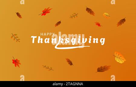 Carte de voeux de Joyeux Thanksgiving Day avec texte. Vecteur de fond d'automne. vacances et culture américaines. icône thanksgiving. célébration d'affiche typographique Illustration de Vecteur