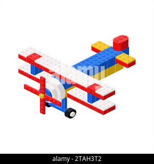 Avion biplan coloré en isométrie. Vecteur Illustration de Vecteur