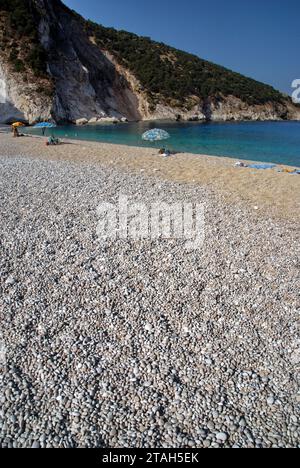 Panorama della spiaggia di Myrtos a Cefalonia Banque D'Images